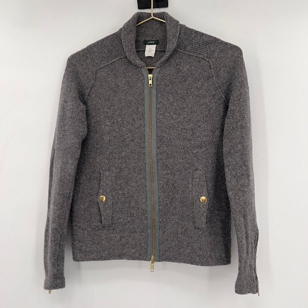 COPY - J Crew 95% Merino Wool 5% Metallic Front Full Zipper Gray Sweater/Jacket…